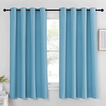 NICETOWN Room Darkening Curtain Panel - (52 inches W x 108 inches L, Teal Blue, 1 Panel) Toddler Boy Bedroom Drape with Grommet Top, Energy Smart Window Treatment Curtain
