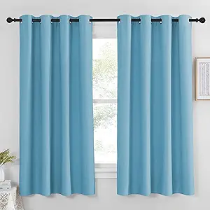 NICETOWN Blackout Shades for Bedroom Windows - (Teal Blue Color) Thermal Insulated Window Treatment Curtain Drape, Room Darkening Modern Drapery for Boy's Room, 52x63 inches, One Panel