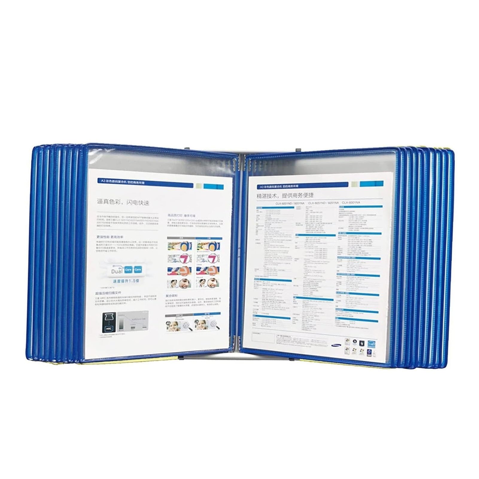 OLSKFUH Page-Turning Folder, Metal And Pvc 20 Display Pockets, Letter-Size, Flip And Find Reference Desktop Document Holder,C