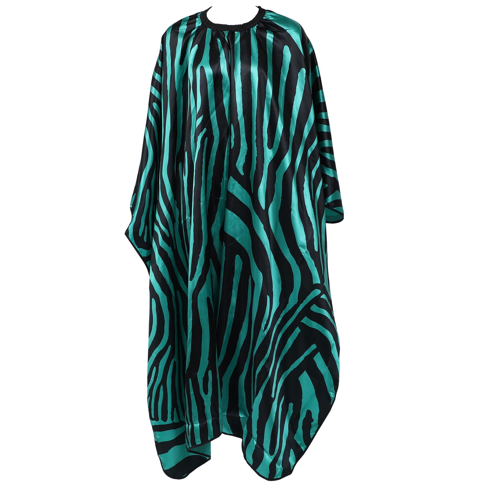 Garneck Mantello Da Parrucchiere in Seta Satinata Antiaderente, Grembiule Per Acconciature Motivo Zebra Verde, Taglio e Permanente in Salone e Casa, Facile Da Pulire e Riporre