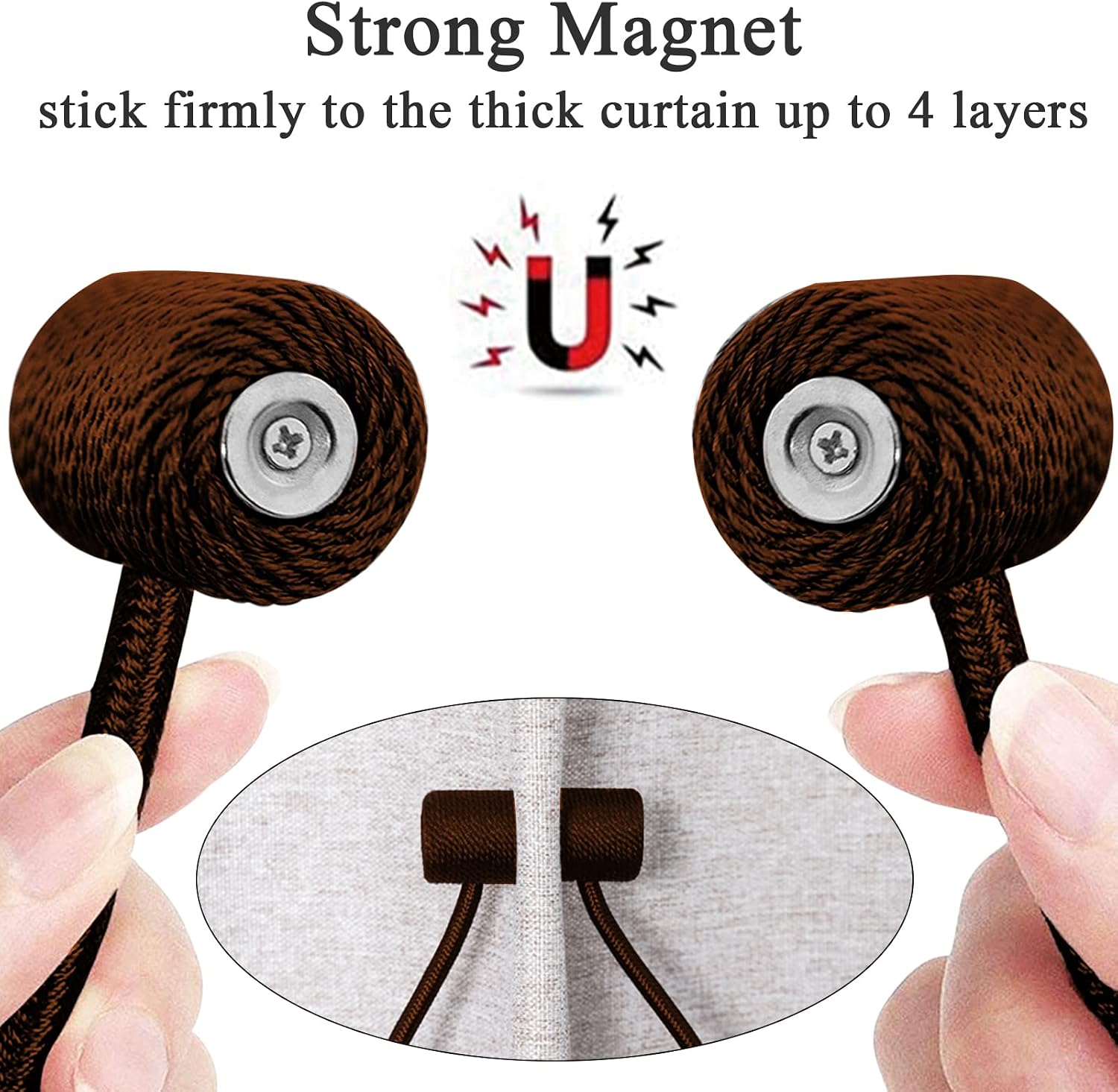 Magnetic Curtain Tiebacks Drapery Tiebacks, Upgraded 18 Inch Strong Magnet 13 Colors Curtain Holdbacks for Home Office Decorative Twist Curtain Ties of Window Decor(Olive)