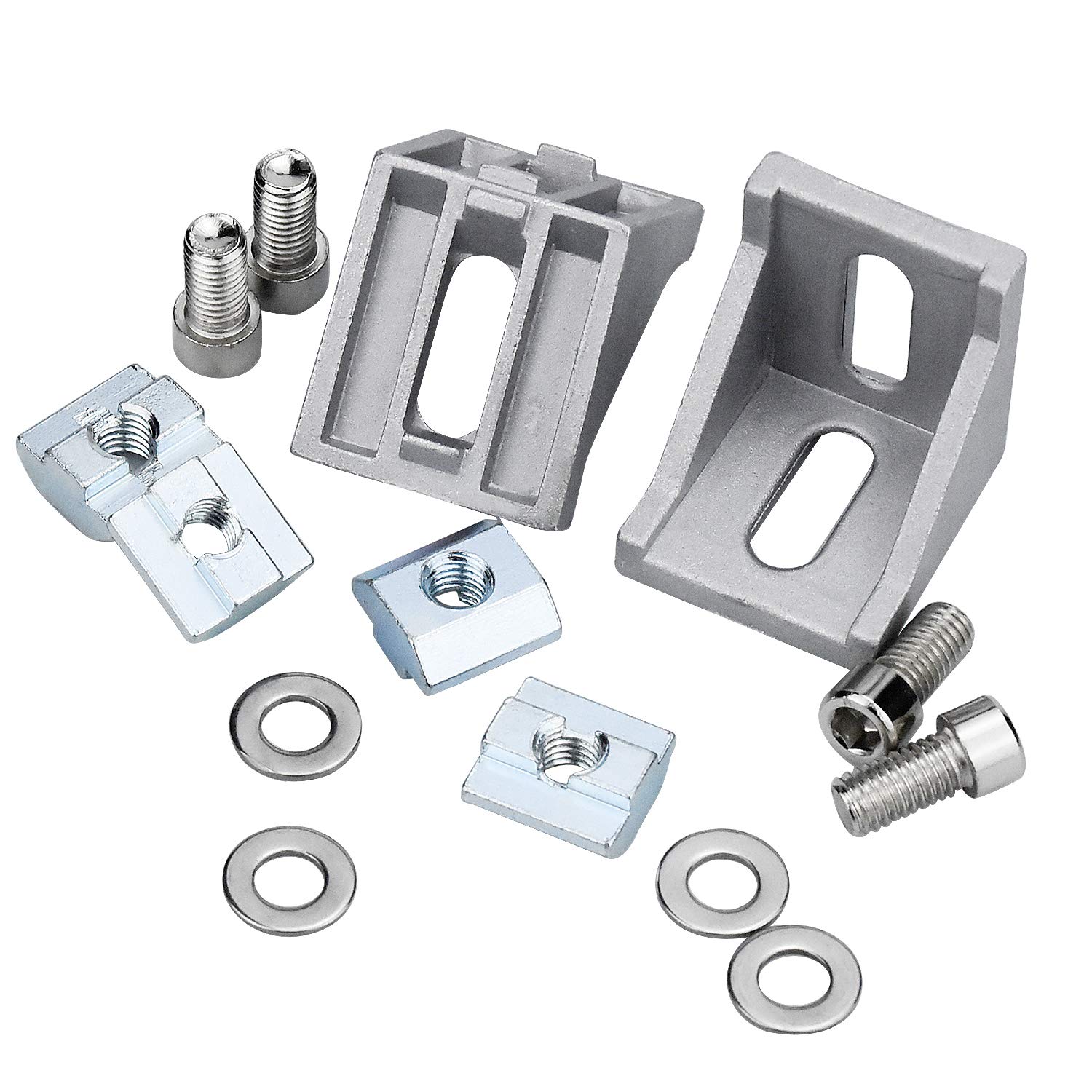 20 Set Befestigungswinkel rechtwinklig - 40 x 40 cm, Ecknut, Halterung mit rechtwinkligem Winkel, Möbel-Befestigungsset, rechtwinklige Dichtung (mit flacher Unterlegscheibe + Mutter Installation)
