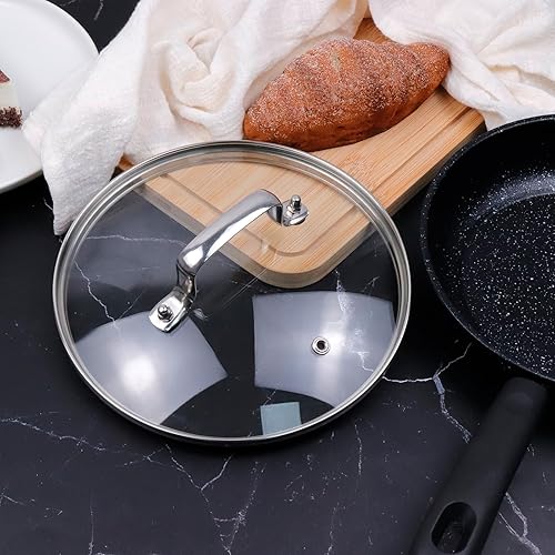 Miniatura 6 de HEVSTIL Tapa de vidrio templado, tapa de vidrio transparente de 9 pulgadas9.1 in con mango de acero inoxidable, tapa de vidrio templado, tapa de