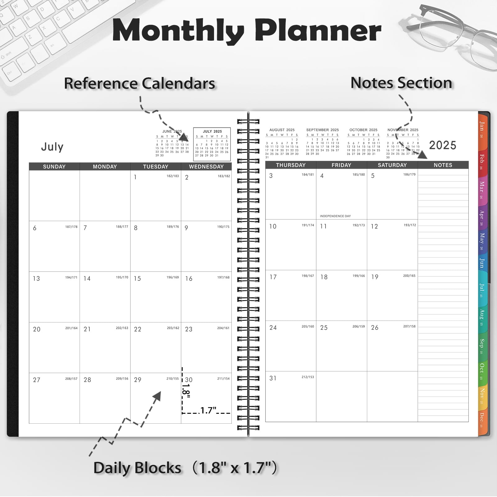 Snapklik.com : 2025-2026 Monthly Planner - Jul 2025 - Dec 2026, 8.9" X