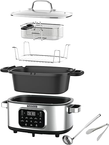 Miniatura 7 de Chef'sChoice Multicooker, gran capacidad de 6 cuartos de galón antiadherente con control de temperatura variable y mantiene el calor con 20