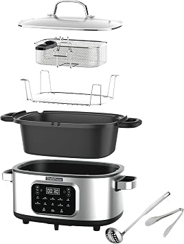 Chef'sChoice Multicooker, Large 6-Quart Capacity Multipurpose Non-Stick Vessel and Variable Temperature Control with Keep Warm and 12 Cooking Presets, 1300-Watts, Stainless Steel