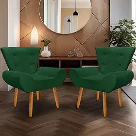 kit 2 poltrona Decorativa Emília Consultório Escritório (VERDE)
