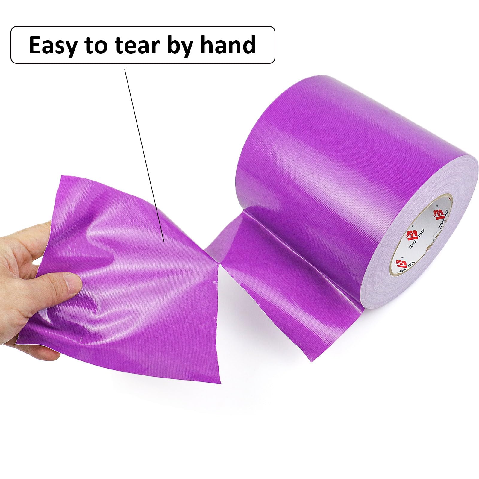 BOMEI PACK Nastro adesivo viola resistente, 15,2 cm x 55,2 m, largo nastro viola, forte resistenza, flessibile, nessun residuo, impermeabile e strappabile a mano, multiuso per riparazioni interne ed
