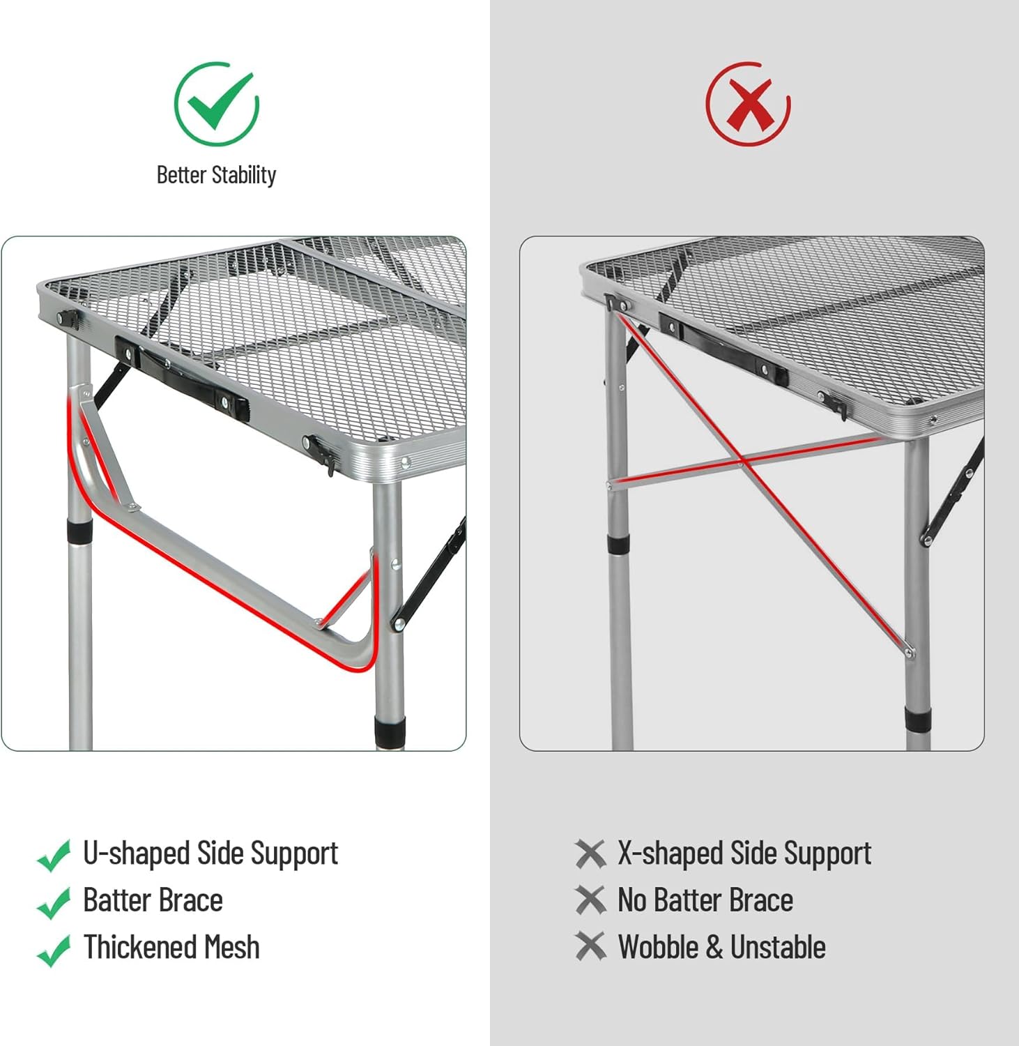 Portable Grill Table for Outside, Aluminum Folding Grill Stand