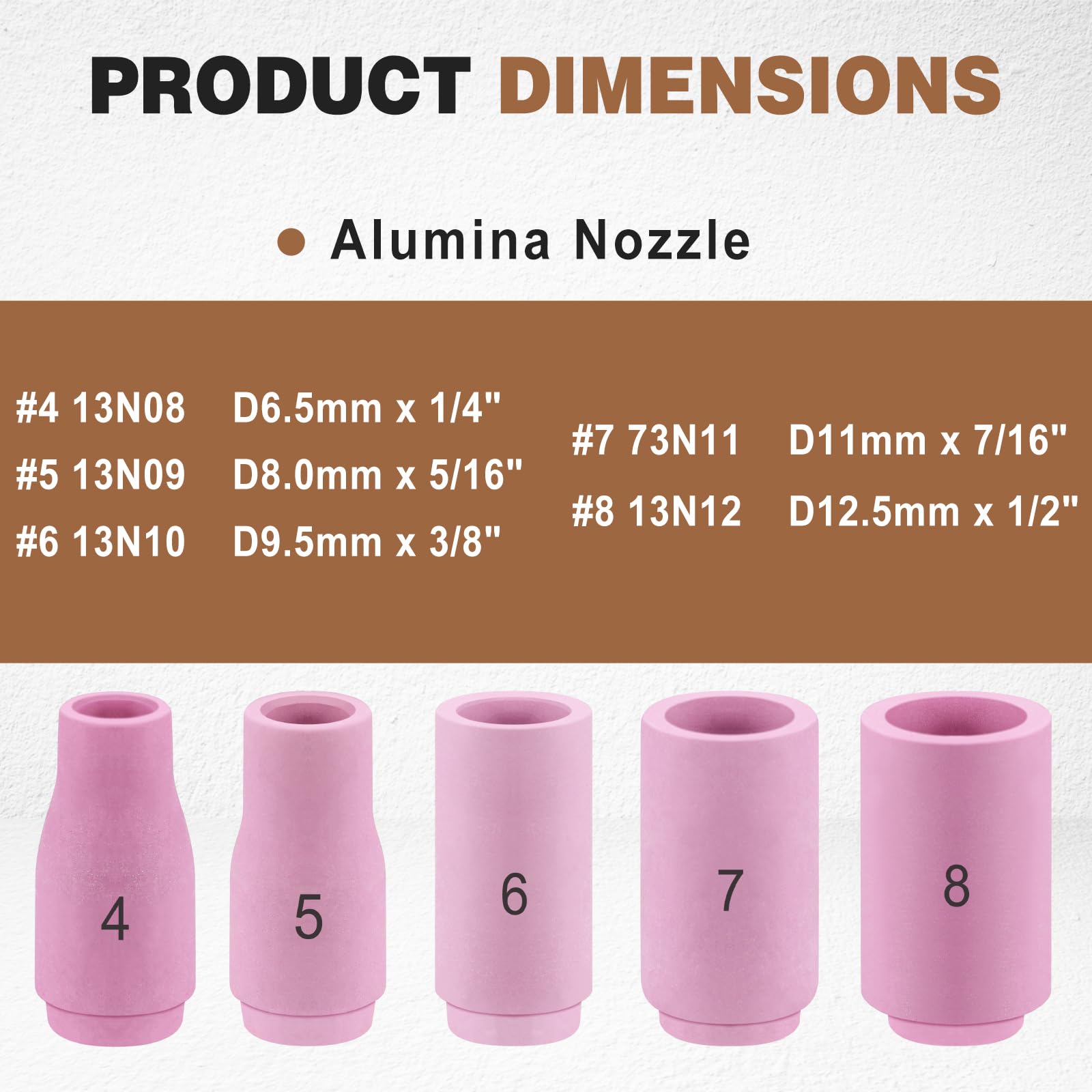 Shimeyao 53 piezas de consumibles de antorcha de soldadura Tig, pinzas de alúmina de cerámica, 10 vasos de vidrio, accesorios para Wp-17/18/26