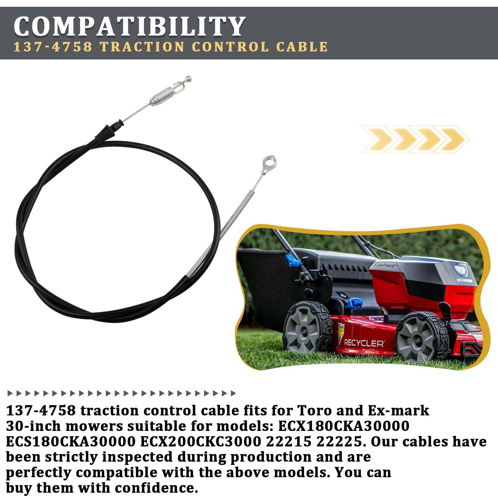 『ユウ』 Toro Lawn Mower Traction Cable For Exmark Toro 137-4758