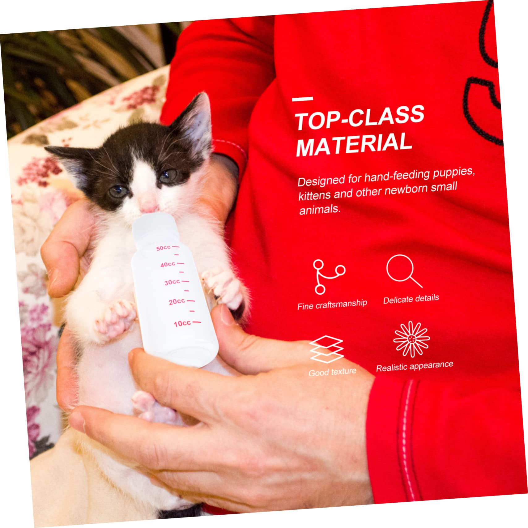 HOUDERCO 5Sets Pet Nursing Feeders Cat Dog Feeding Bottles with Nipples Portable Design for Kittens and Puppies and Pet Care