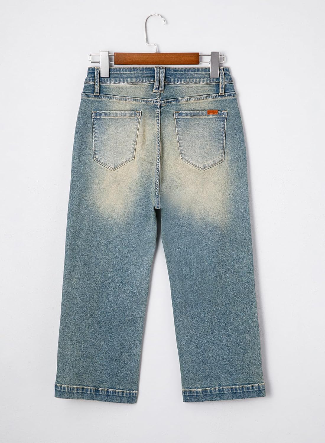 Sidefeel Women's Wide Leg Jeans High Waisted Stretchy Capri Pants - Image 4