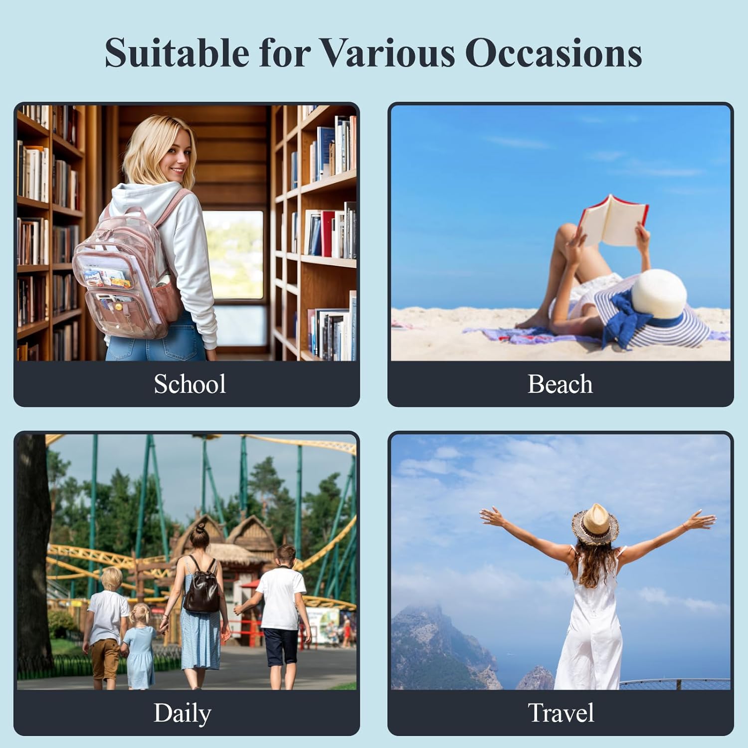 PACKISM Clear Backpack for School - 17 inch Large Heavy Duty Bookbag, Reinforced See Through PVC Transparent Backpack - Image 8