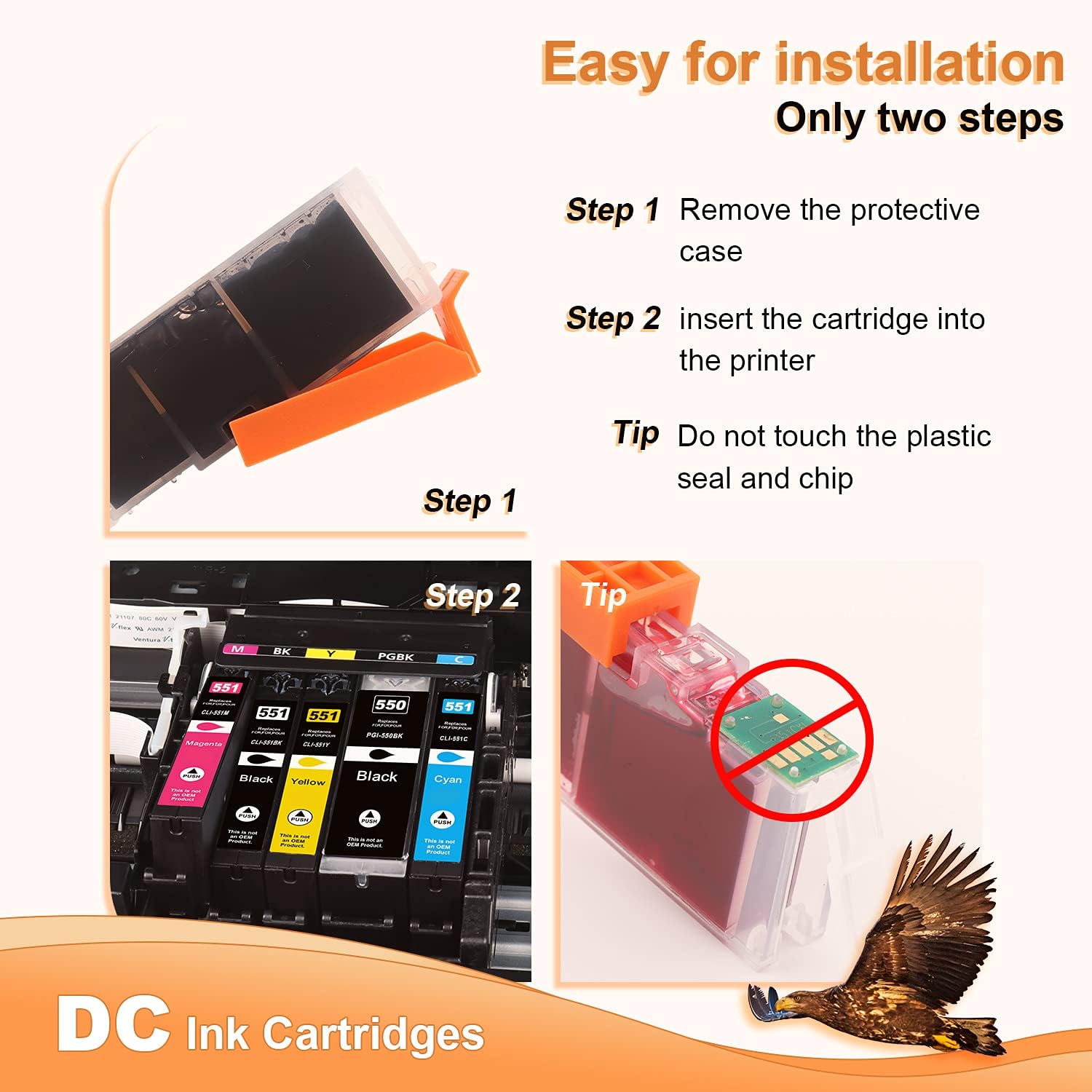 D&C Compatible Ink Cartridge Replacement for Canon PGI-550XL CLI-551XL for Canon Pixma MG6650 MG7100 MG7150 MG7550 iP7200 iP7250 MG5400 MG5450 MG5650 MG5655 MX725 MX920 iX6850 MG6350 (10 Pack) - Image 5