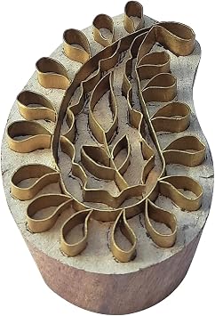 Royal Kraft Paisley Brass Wooden Stamps for Block Printing on Clay, Pottery, Fabric BEtag001