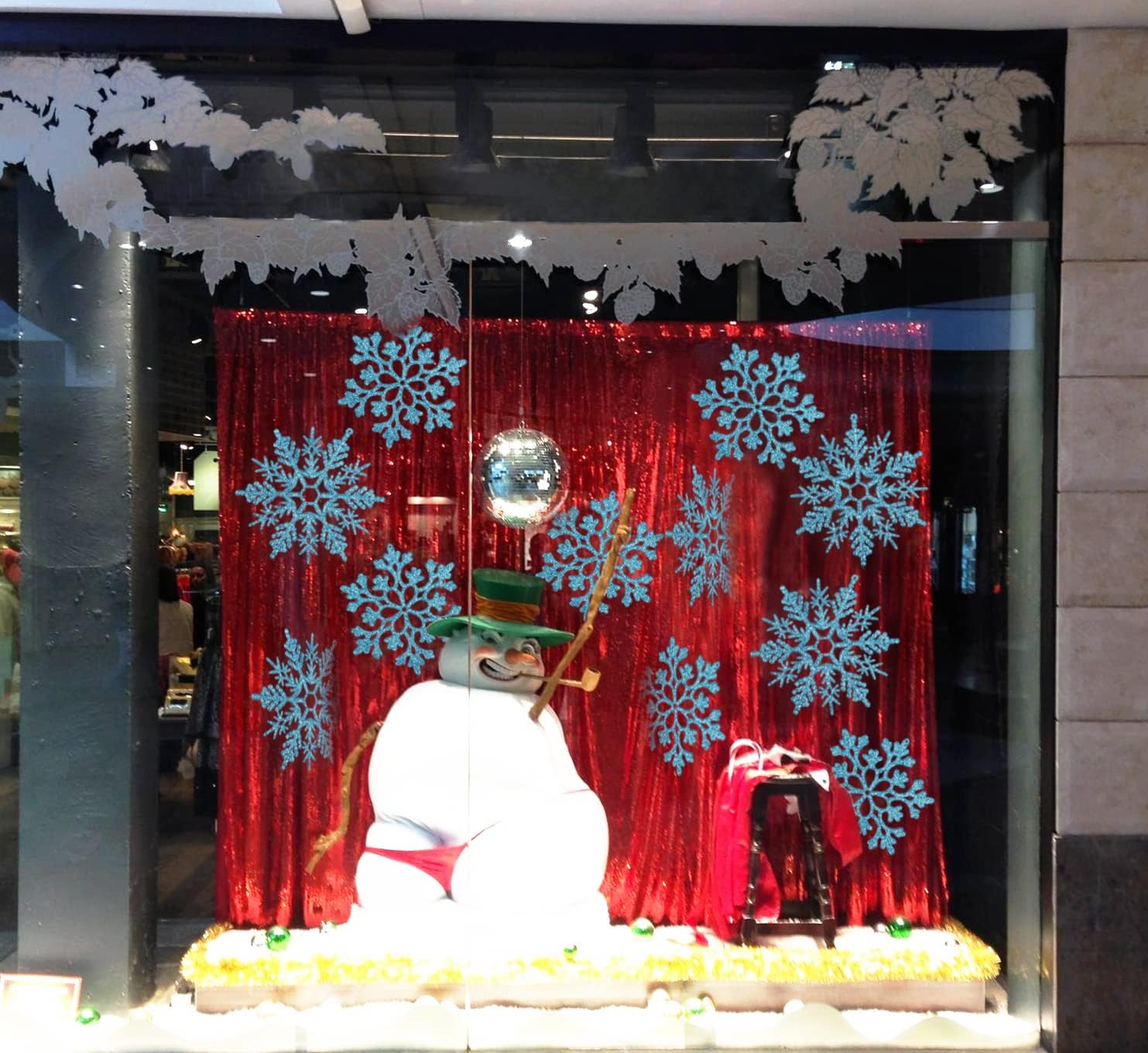 6pcs Large Snowflakes Ornaments Blue 12” Big Plastic Glitter Snowflake for Winter Indoor Outdoor Christmas Tree Window Room Decorations Giant Craft Snowflakes - Image 6