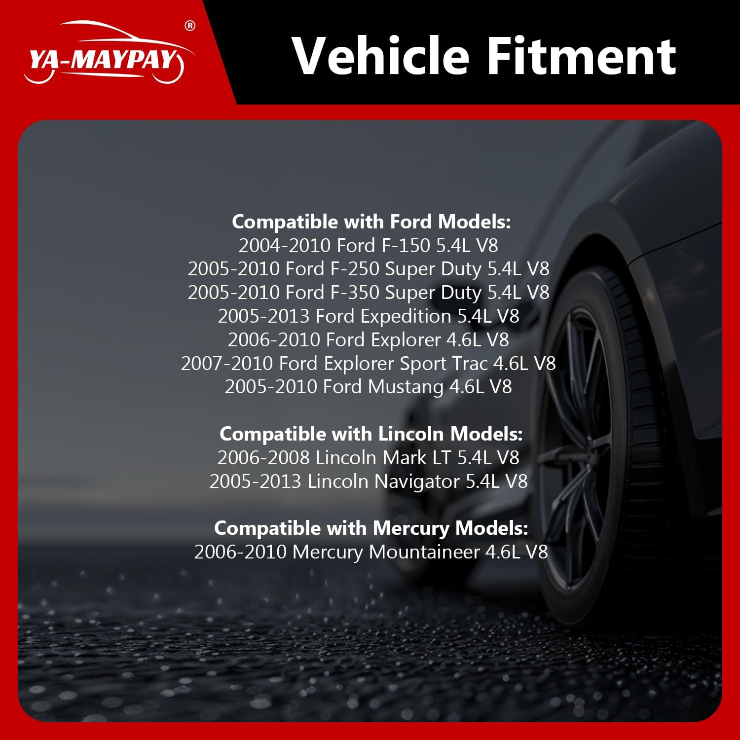 VVT Intake & Exhaust Camshaft Position Actuator Solenoid Valve Kit Compatible with Ford, Lincoln - Expedition, F150, F250, F350, Mark LT, Navigator, 5.4L (AMP-S0215-E)