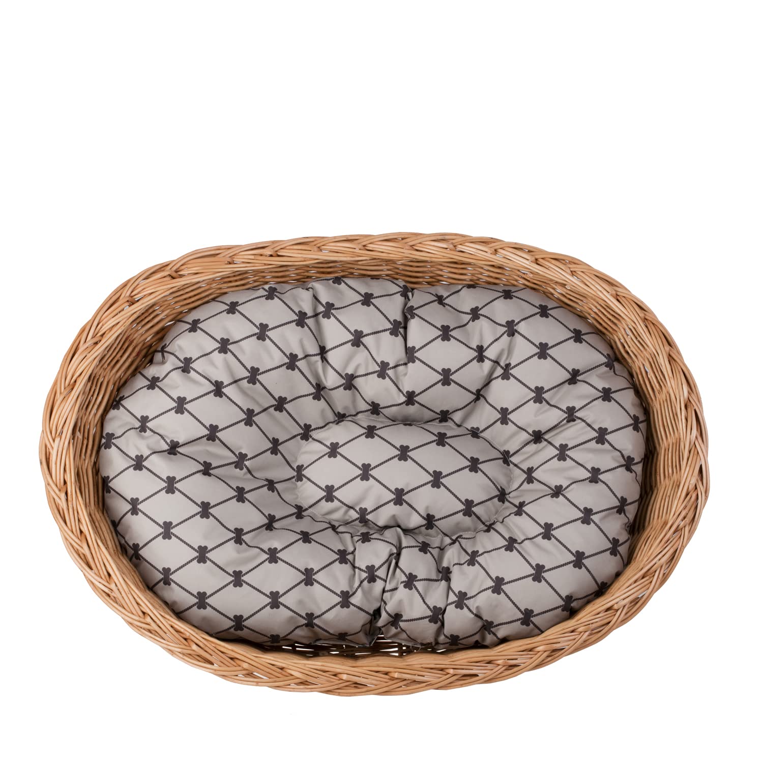 Panier pour Chien en Osier Couleur Naturelle, Corbeille en Osier, Panier pour Chien (Beige 65 x 46 x 20 cm)