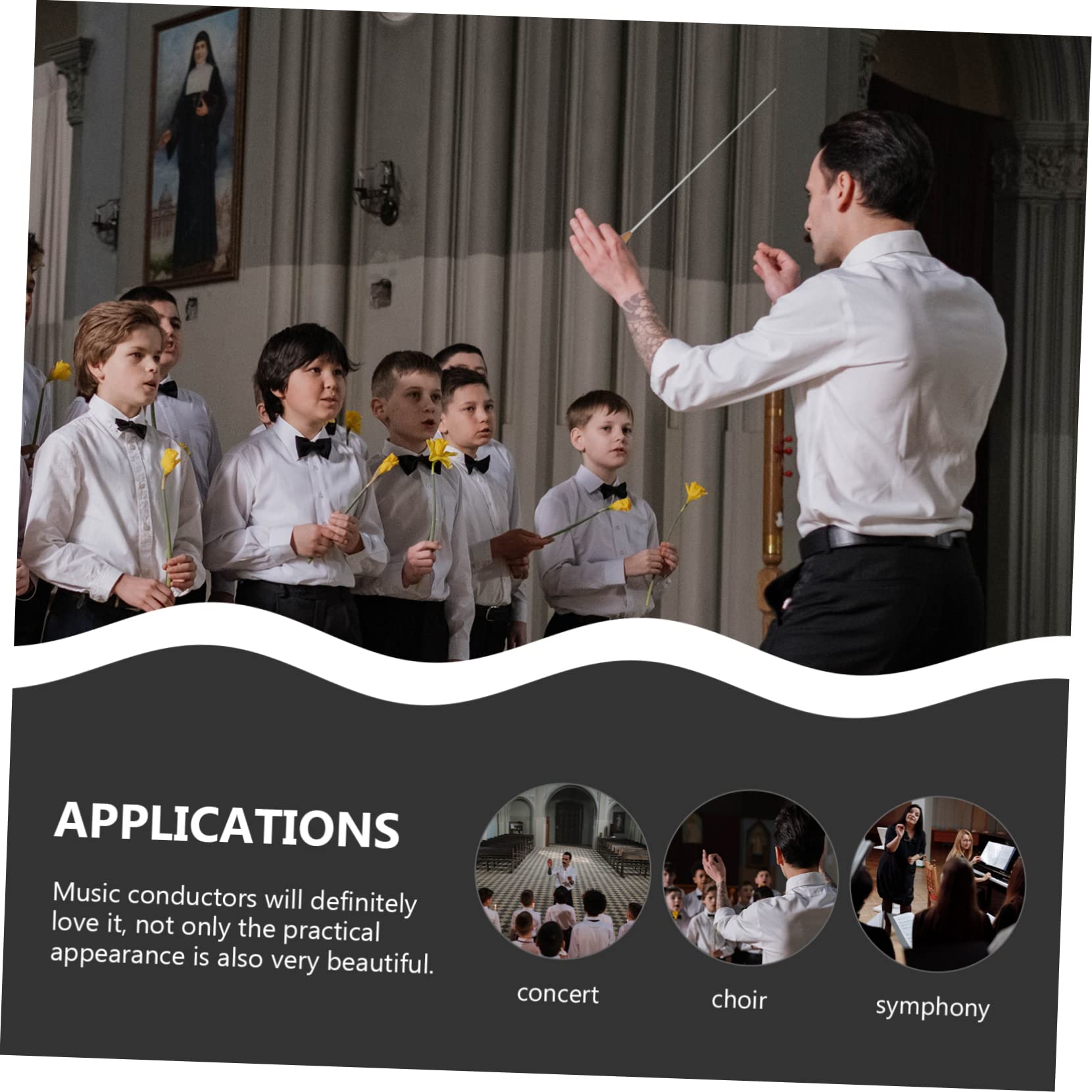 CIMAXIC Orchestra Concert Wooden Durable Music Conducting Stick for Performances Comfortable Grip Balanced Design for Musicians and Conductors