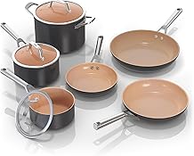 Ensemble de casseroles et po&ecirc;les Ninja Non Stick | Ensemble de batterie de cuisine en c&eacute;ramique Premium &agrave; vie prolong&eacute;e | Non-stick 9 pi&egrave;ces | Sans PTFE | Coffre-fort pour four &agrave; 550 F | Compatible &agrave; induction | Po&ecirc;le &agrave; frire x3 | Pot de cuisson x3 | CW99009
