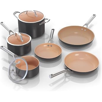 ninja cw99009 non stick extended life premium ceramic cookware set 9 piece non stick ptfe free oven safe to 500 f induction safe 3