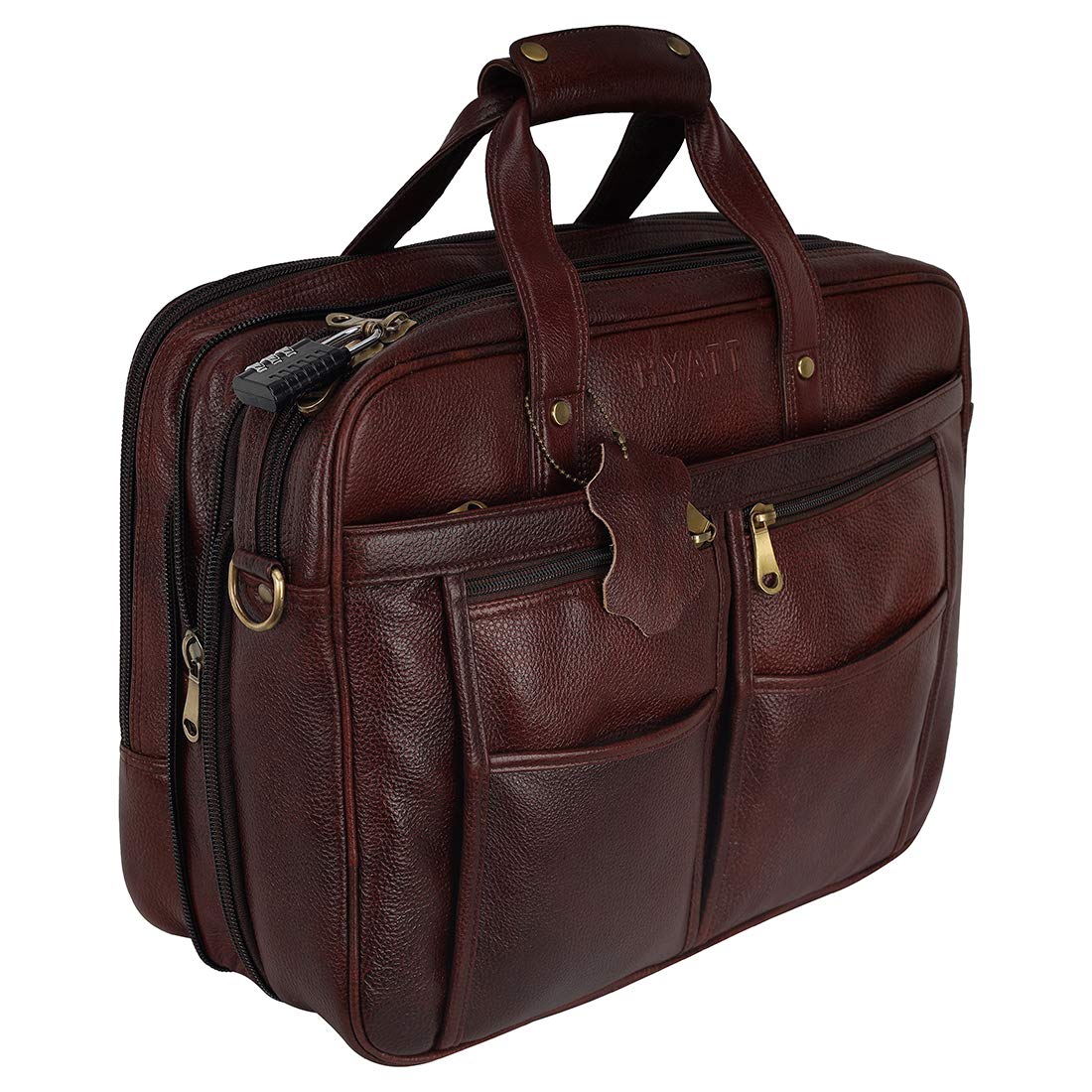 RICHSIGN LEATHER ACCESSORIES 24 litres Leather Laptop Office Briefcase Messenger Bags for Men 15.6 inch (Brown) (B083GYSLPV) Amazon Price History, Amazon Price Tracker