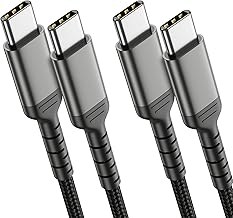 3ft USB C to C Cable 2 Pack, USB 2.0 Braided USB C to USB C Cable Fast Charging Compatible with Apple iPhone 15 iPad mini/Air Samsung Galaxy S23 Ultra Google Pixel 7, USBC Cable 1m