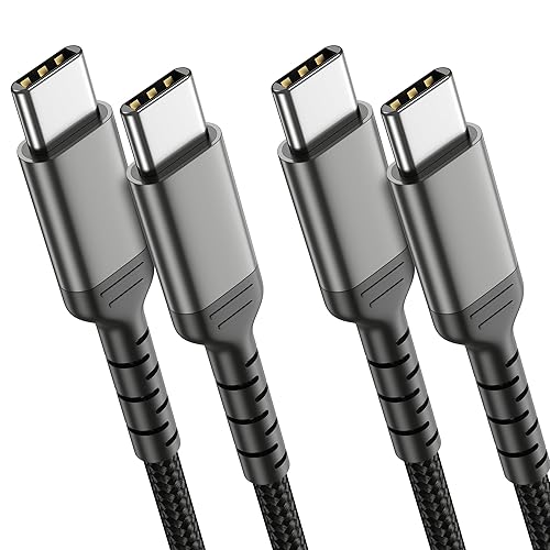 Cable USB-C a USB-C de 6 pies para iPhone 15, paquete de 2 cables USB 2.0 tipo C a tipo C, cable de carga rápida C a C compatible con Samsung Galaxy