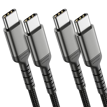 3ft USB C to C Cable 2 Pack, USB 2.0 Braided USB C to USB C Cable Fast Charging Compatible with Apple iPhone 15 iPad mini/Air Samsung Galaxy S23 Ultra Google Pixel 7, USBC Cable 1m