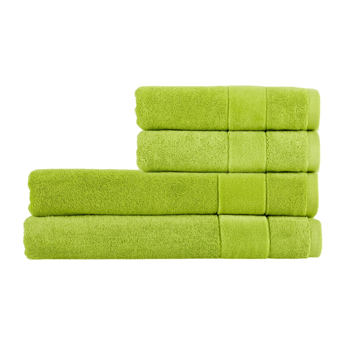 Christy Prism Bath Sheet Set | 4 pieces | Vibrant Colours | 100% Turkish Cotton | Super Soft and Fluffy | Quick Dry | 2 Bath Sheets 2 Hand Towels | Mojito Light Green