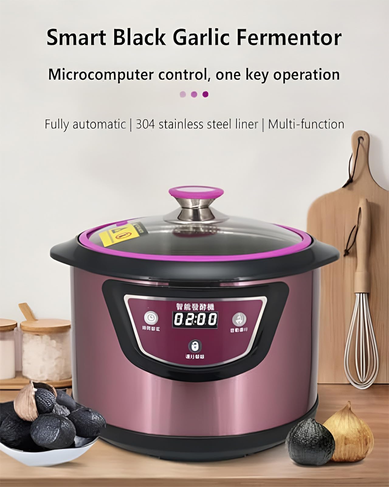 Elektryczny fermentor do czarnego czosnku, w pełni automatyczny inteligentny ekspres do czarnego czosnku, 6-litrowy pojemnik do fermentacji czarnego czosnku, fermentator do wina i ryżu z czosnkiem
