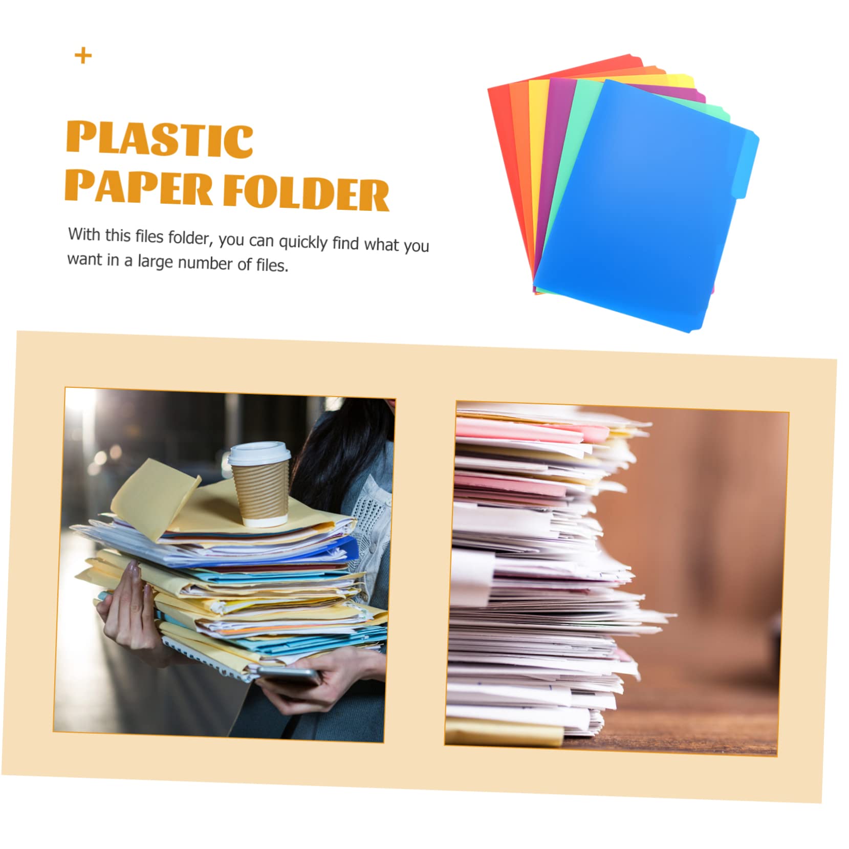 Uonlytech 5 Ensembles Lot De Dossiers Plastique Colorés Classeur Et Pratique Pour Bureau École Et Organisation De Documents 6 Pièces * 5