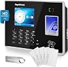 Time Clock Bundle with 15 RFID Cards, 0 Monthly Fees Standalone Biometric Time Attendance Punch Machine with Fingerprint, RFID and PIN