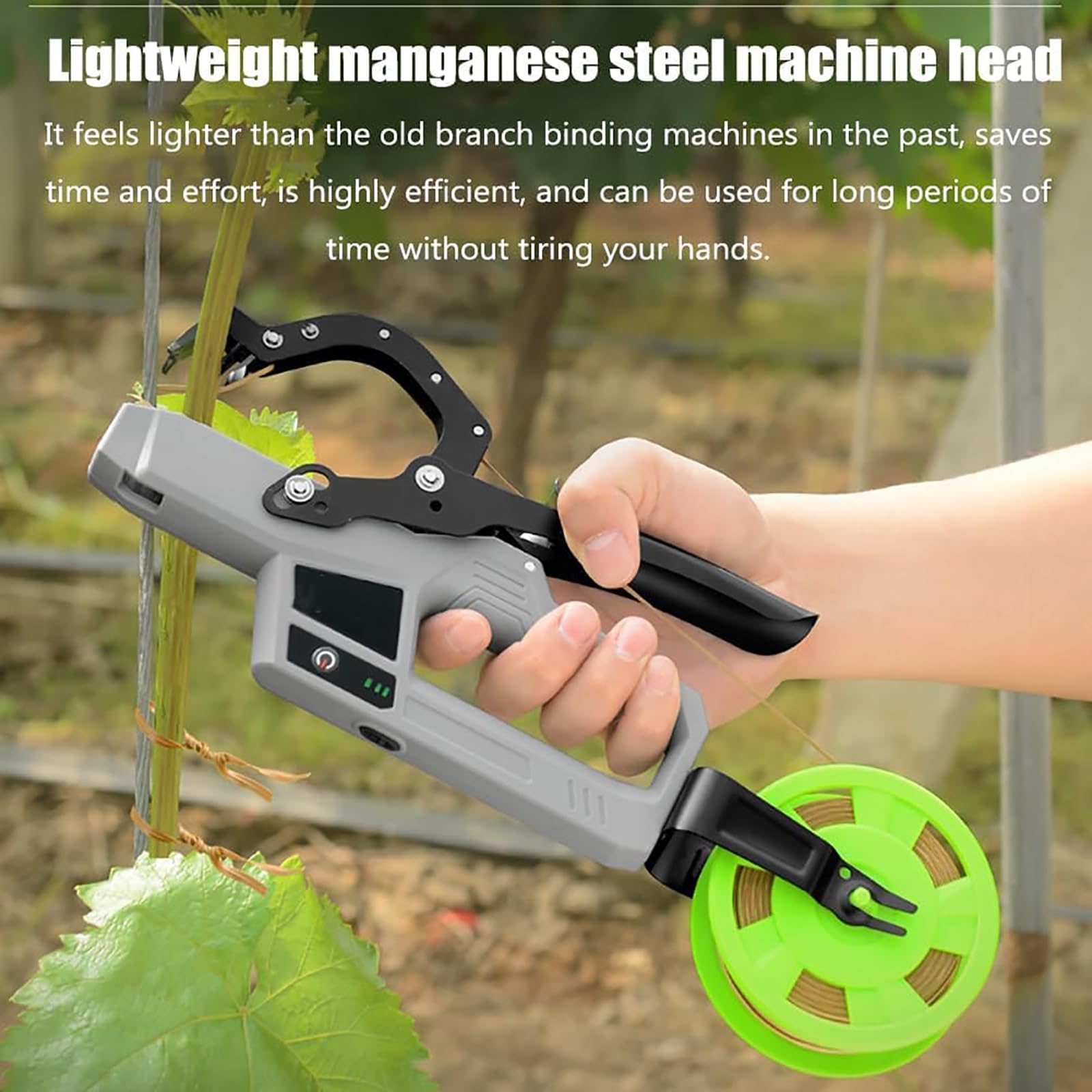 Elektrische Pflanzenbindemaschine, wiederaufladbares Rebenbindewerkzeug für Gärtner, 45 mm Bindedurchmesser, ideal zum Klettern von Gemüse und Blumen, einfache Gartenumreifung