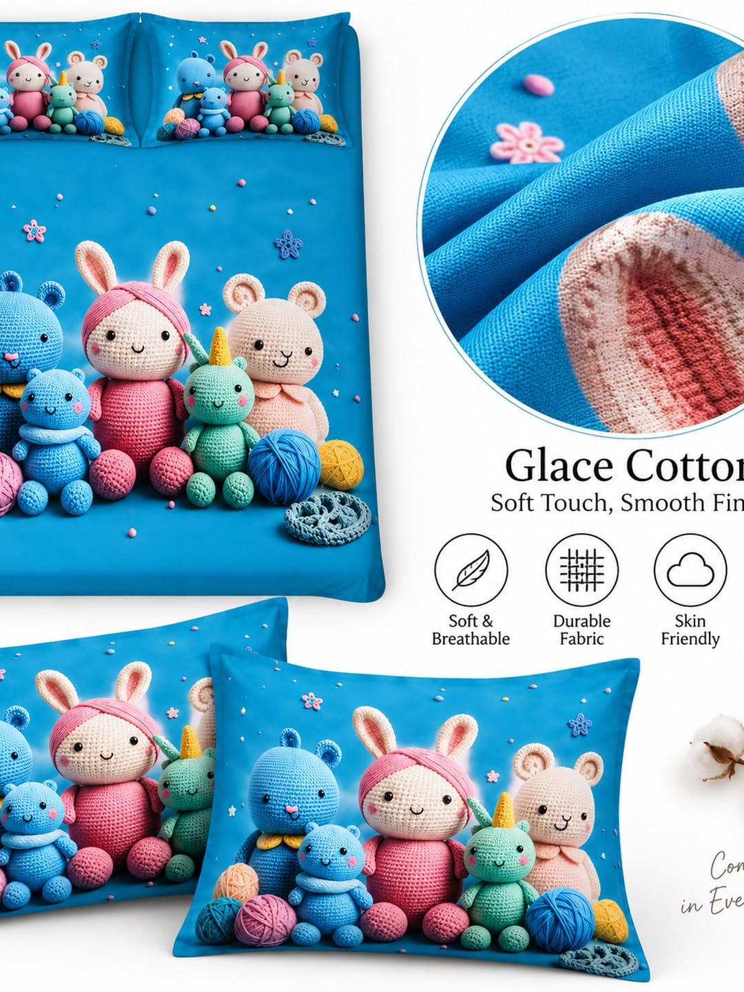Premium Croche King Bedsheet - 7D Cotton -5
