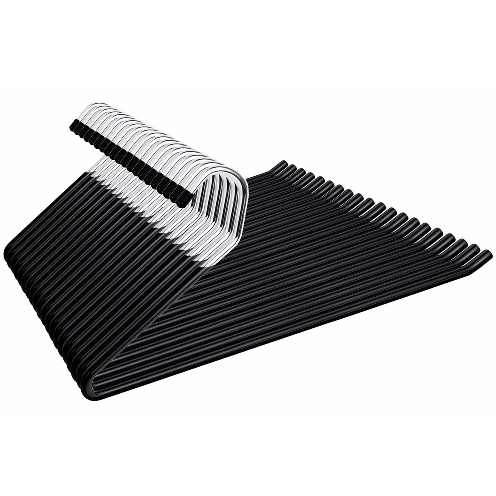 Amber Home 15" Metal Pants Hangers 20 Pack, Non Slip Open Ended Slacks Pants Hangers, Black Trouser and Jean Hanger for Closet, Space Saving Clothes