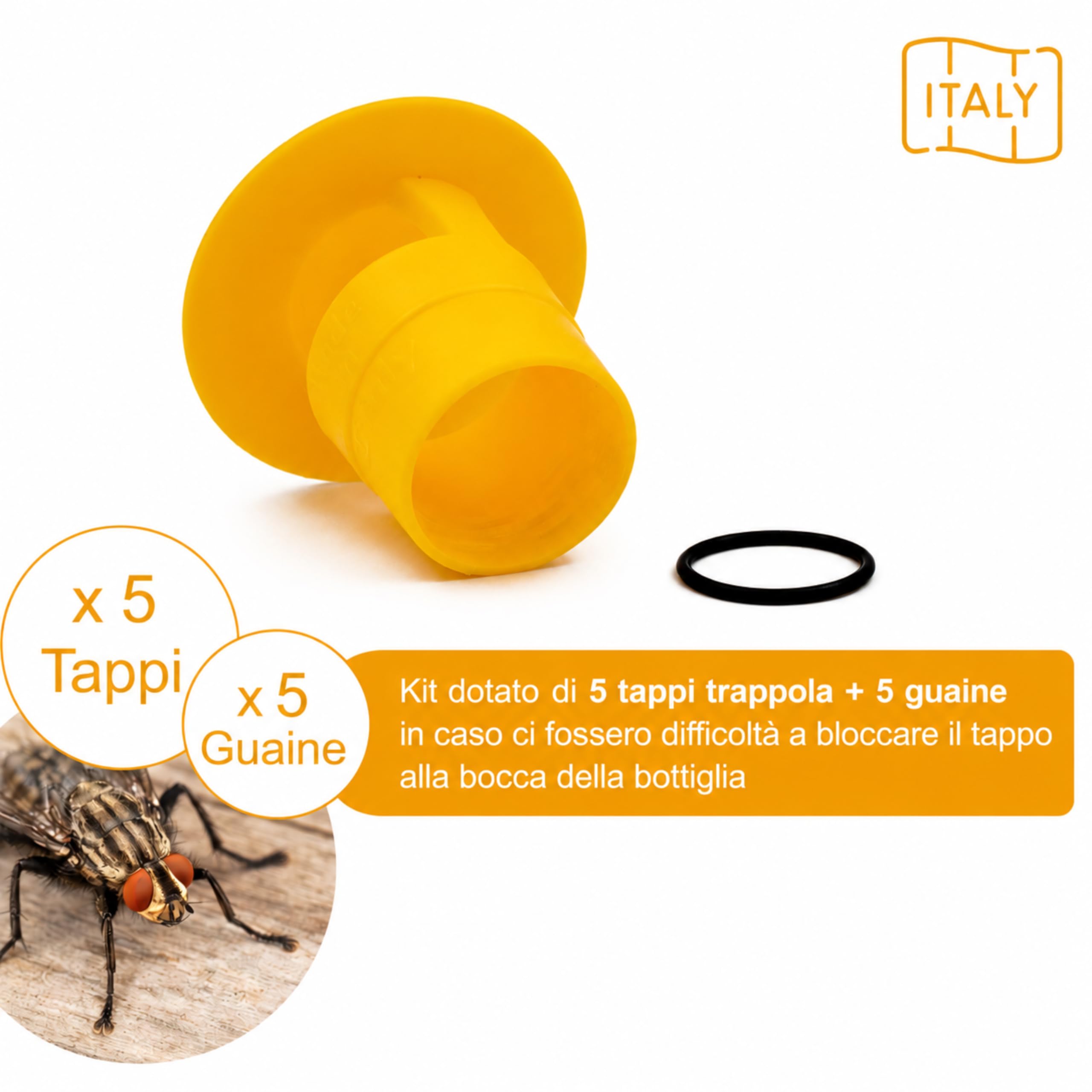 AGRI-CULTURA® |Tappo Trappola Biologico Contro Insetti Infestanti【10 PZ】Esca Trappola Contro Mosca dell'ulivo, Vespe, Calabroni, Cimice Asiatica, Drosophila Suzukii, Popilia Japonica e altri insetti.