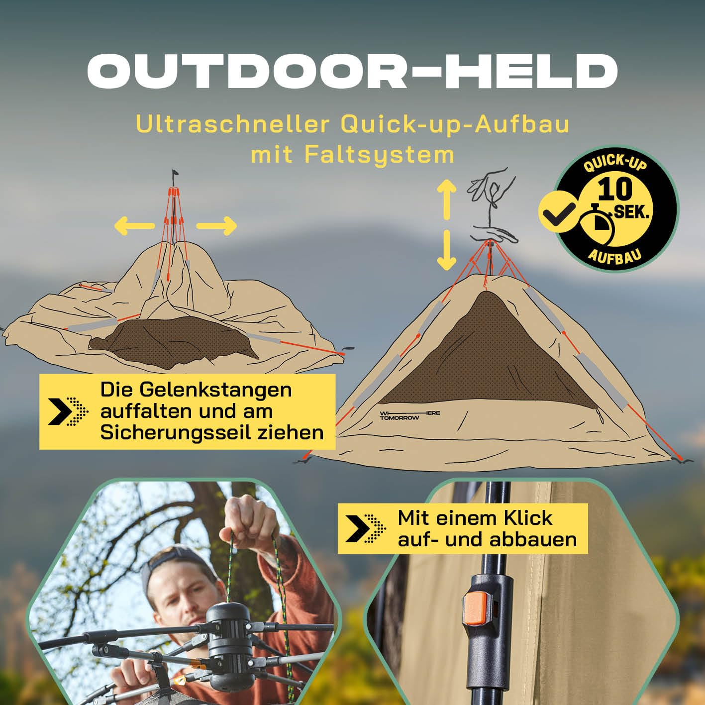 LUMALAND Tente de Douche de qualité supérieure + Douche de Camping avec Batterie - Idéal pour Le Camping, Les Festivals et la pêche - Imperméable et Coupe-Vent - Tente de Toilette pour l'intérieur et