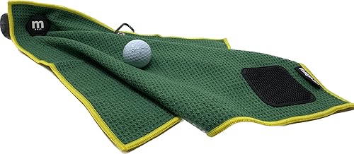 Miniatura 3 de Toalla de golf magnética (verdeamarillo)  Microfibra de calidad con absorción superior  Potente imán con fuerte sujeción  Depurador de club