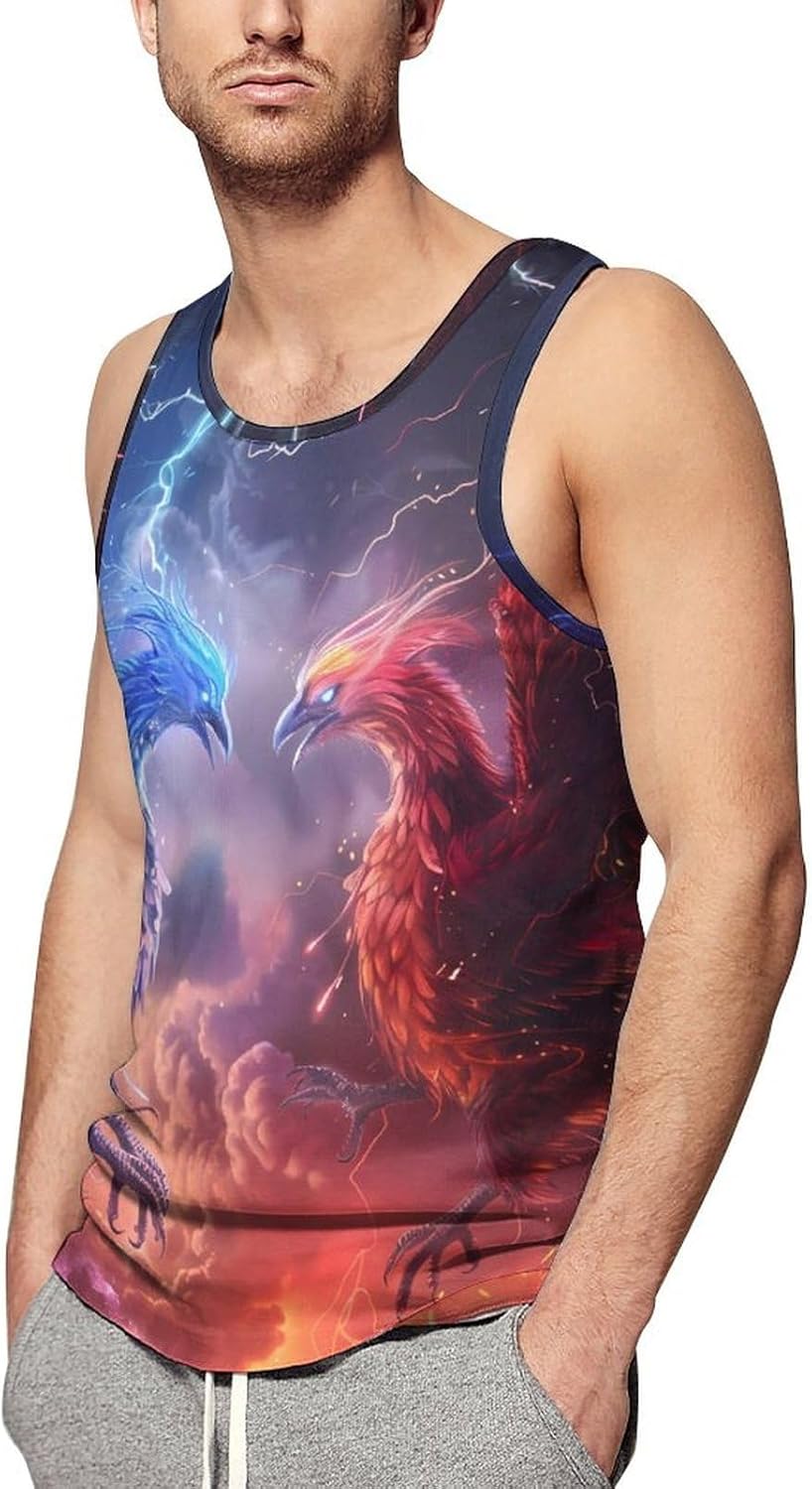 Battle of Phoenixess Cool Thundering Men's Tank Top Sleeveless Muscle Shirts Vest Beach T Shirts for Workout Gym