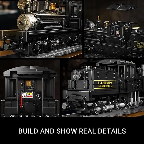 Miniatura 3 de Mould King Shay - Juego de construcción de locomotora de vapor con iluminación LED, control remotoaplicación, kit de bloque de tren con pistas, kit