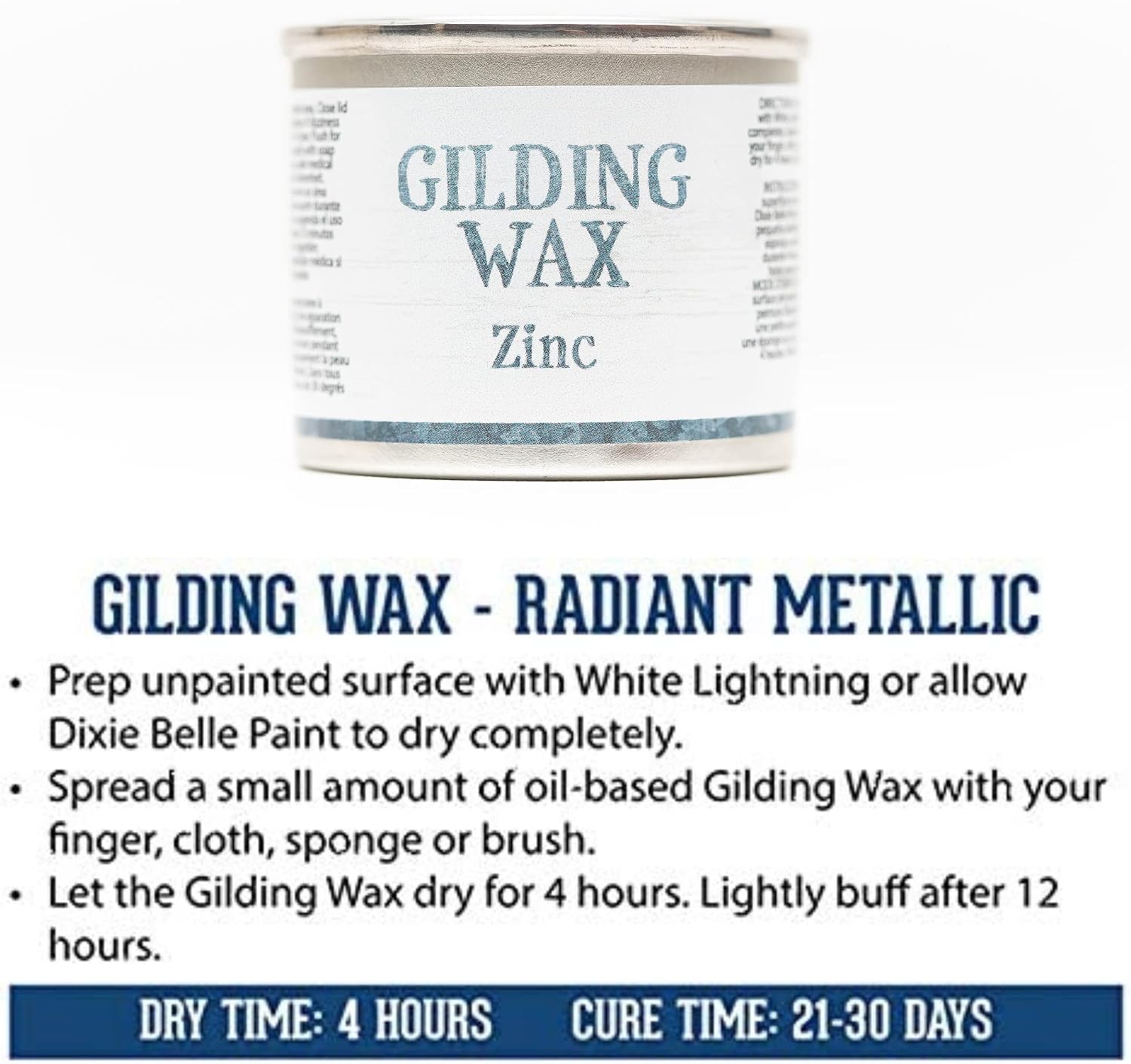 Dixie Belle Gilding Wax - Oil-Based Metallic Luxury Luster for Sheen, Shimmer on DIY Projects - Detail Enhancer for Furniture, Hardware, Wood
