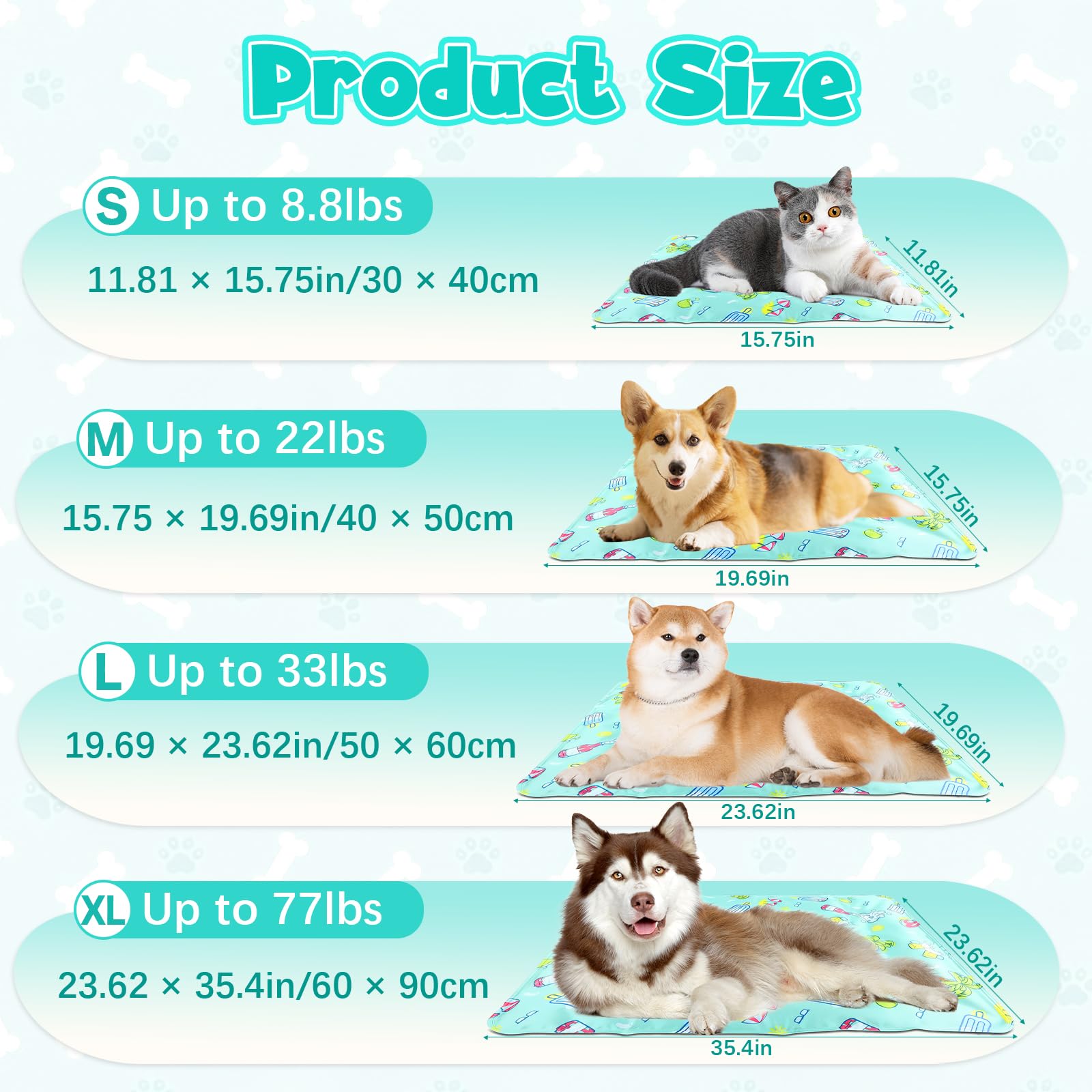Alfombra Refrescante para Perros y Gatos,40 x 50 CM Alfombrilla de Enfriamiento para Mascotas, Pet Cooling Mat, Autoenfriante, Manta Refrescante para Perros para Sofás Camping,Piso