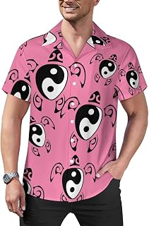 Sea Turtle Yin Yang Mens Shirts Hawaiian Short Sleeved Cuban Collar Graphic Tees Tops