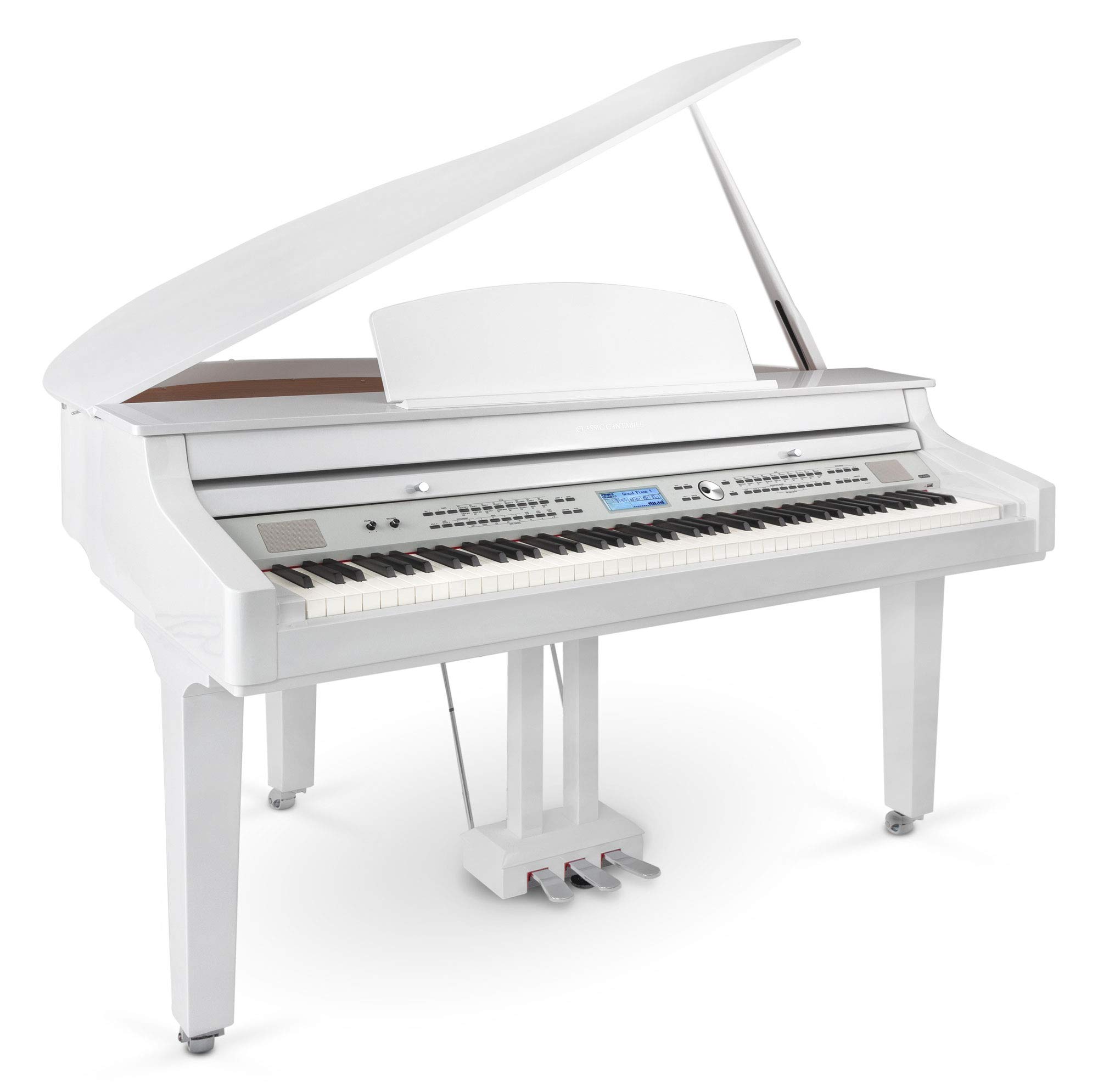 Classic Cantabile GP-A 810 Digitalflügel Set (88 Tasten mit Hammermechanik, 3-fach Sensorik, 1200 Voices, Bluetooth, inkl. Bank, Kopfhörer Schule) weiß Hochglanz