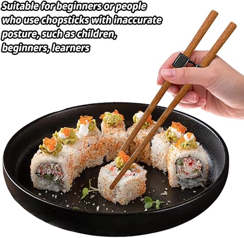 Miniatura 2 de 5 pares de palillos de entrenamiento reutilizables para principiantes y aprendices, paquete de palillos de madera japoneses y juego de ayudante,