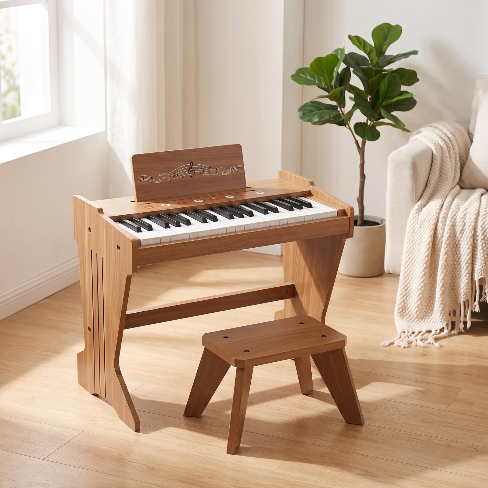 Piano Compact | sur Pied, Sûr, Instrument Musique, Enfants, Débutants, Rouge