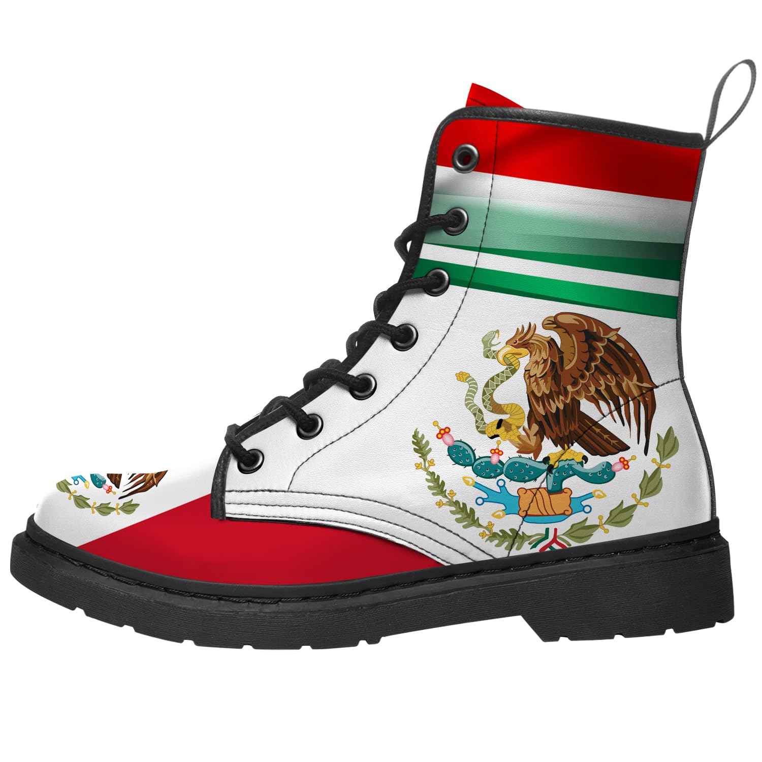 Klomax Mexico Boots for Women Men Mexican Flag Combat Boots Lace-up Ankle Booties
