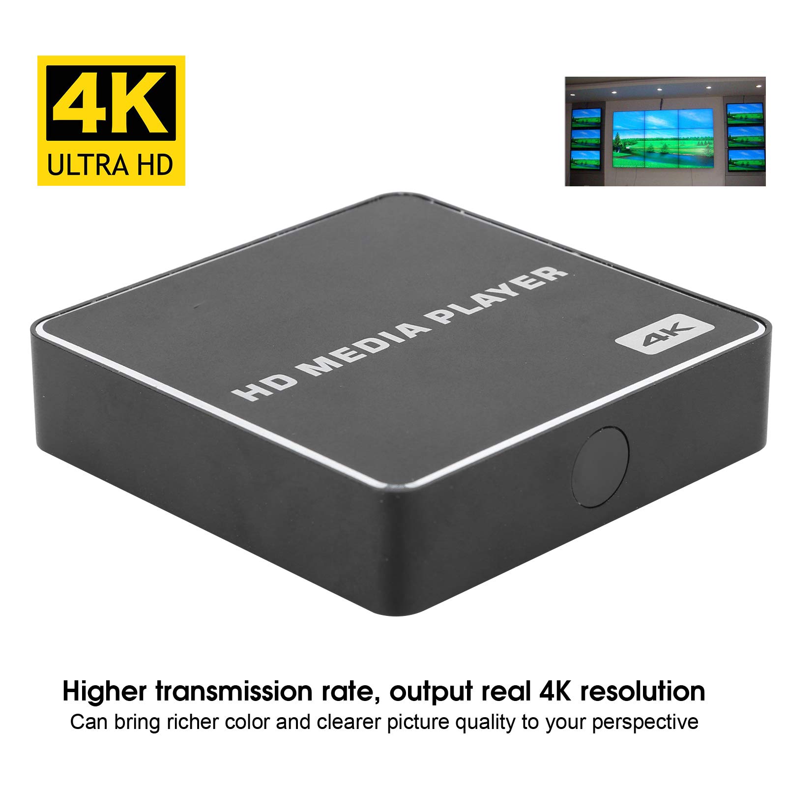 Lettore multimediale 4K con Telecomando, Lettore MP4 Digitale Portatile Mini 1080P Full-HD Ultra Media Player, Supporto HDMI, AV, HDR, Orizzontale, per Video, Foto, Musica(Me)